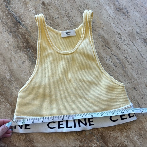 Celine Authentic 2021 athletic yellow crop top racer back tank | Size S - Picture 10 of 16